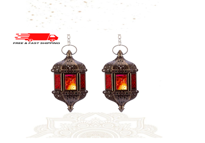 #ad #ad Hanging Hexagon Decorative Moroccan Candle Lantern Holders Handmade 2 Pcs $54.42