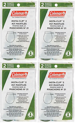 #ad BRAND NEW EIGHT COLEMAN LANTERN MANTLES #21 INSTA CLIP 4 PACK OF 2 8 MANTLES $15.77