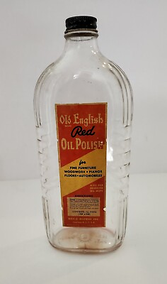 #ad Vintage Old English Red Oil Polish Bottle $34.99