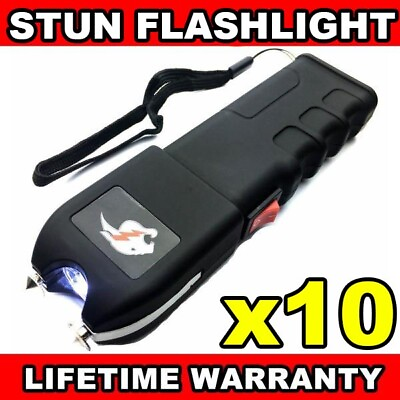 #ad 10PC Tactical Stun Gun 999MV Rechargeable Law Enforcement LED Flashlight LOT NEW $132.95