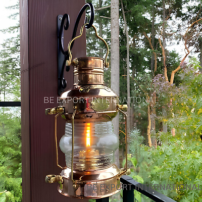 #ad #ad Antique Brass amp; Copper Nautical Lantern 14quot; Ship Anchor Design NEW $110.50