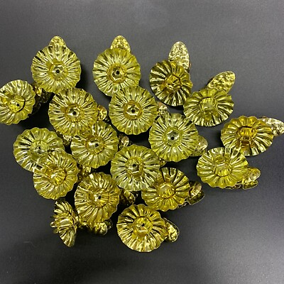 #ad 18 Vintage Candle Clip Christmas Tree Light Reflectors Gold Metal Pine Cone $40.45