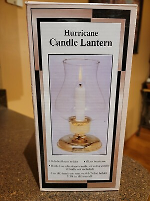 #ad New in box Hurricane Candle Lantern Brass Holder 7 3 4quot; $29.97