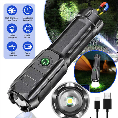 #ad 1000000Lumens Super Bright LED Tactical Flashlight Work Lights USB Rechargeable $6.99