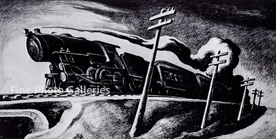 #ad #ad 1934 Vintage THOMAS BENTON Train Railroad Transportation GO WEST Art Lithograph $224.11