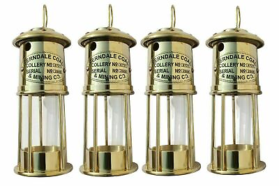 #ad Oil Lamp Lantern Wick Vintage Antique Brass Glass Flat Nautical gift SET OF 4 $119.31