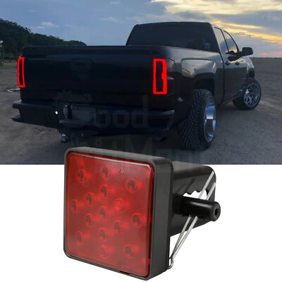 #ad For Chevy Silverado 1500 2500 Red Lens 15LED Brake Light Trailer Tow Hitch Cover $17.63