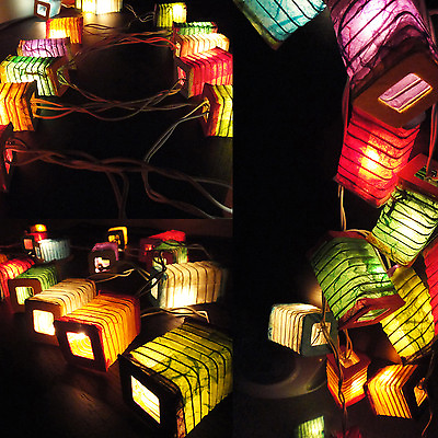#ad #ad 20 Squred Design Multi Color Thai Paper Lantern Fairy String Lights Patio Party $16.95