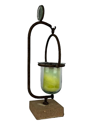 #ad Freestanding Metal Swinging 2 Piece Hurricane Lantern Candle Holder $59.95