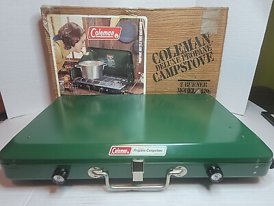 #ad Coleman Deluxe Two Burner Propane Camp Stove Model 5410 12 82 Original Box $42.99