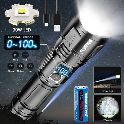 #ad #ad 1000000 Lumens LED High Powerful Flashlight Super Bright USB Rechargeable Torch $25.98