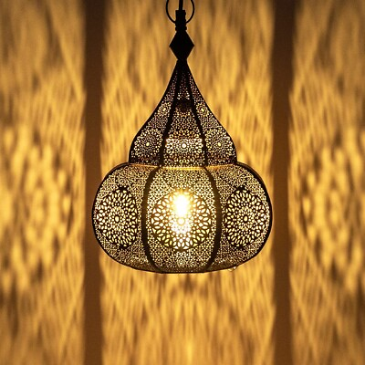 #ad Silver Moroccan Lantern Lamp Lighting Turkish Hanging Lamp Hole Seljuks Pattern $109.99