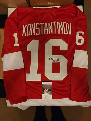 #ad Vladimir Konstantinov Custom Detroit Red Autographed Jersey JSA COA $127.49