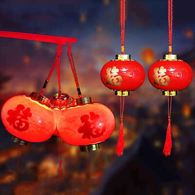 #ad Festive Tassel Lantern Chinese Festival New Year Decoration with Fu Print $9.11