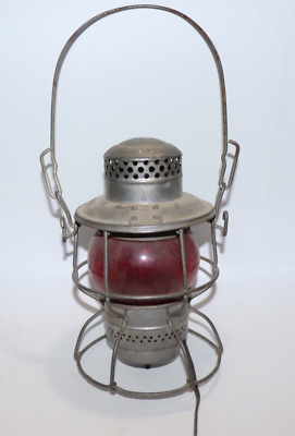 #ad Electric Antique Adlake Kero Red Globe 1921 1923 Railroad Lamp Train Lantern $129.99