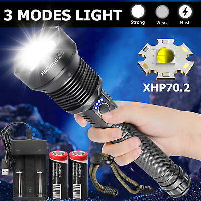 #ad Super Bright LED Flashlight Rechargeable Tactical Police P70 Torch Lamp Camping $27.99