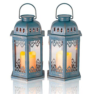 #ad SteadyDoggie Solar Lanterns 2 Pack Bluehanging Solar Lights With Candle Led Blue $37.97