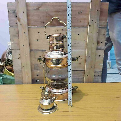 #ad 14quot; Brass amp; Copper Finish Boat Anchor Oil Lamp Maritime Ship Lantern Collectible $79.50