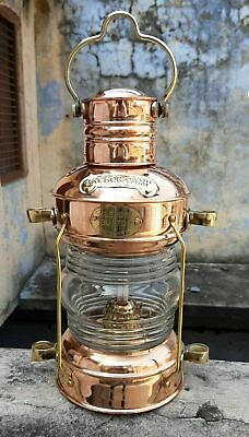 #ad Brass amp; Copper Anchor Oil Lamp Nautical Maritime Ship Lantern Boat Light Design $75.99