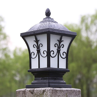 #ad Outdoor Post Light Garden Driveway Solar Power Pillar Lamp Fence Lantern Lamps $45.24