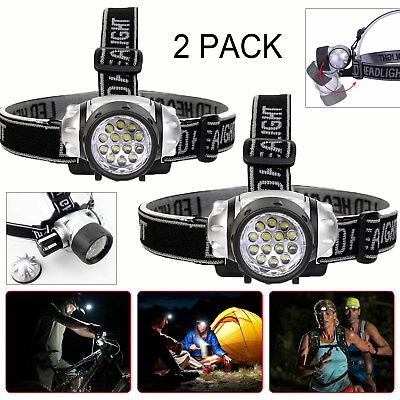#ad #ad 2 Packs 14 LED Headlamp Flashlight Head Torch Work Light Outdoor Headband Lamp $8.28