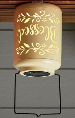 #ad #ad Blessed Solar Lamp Light Metal lantern Outdoor Patio Table Tan Dusk Dawn Pathway $9.99