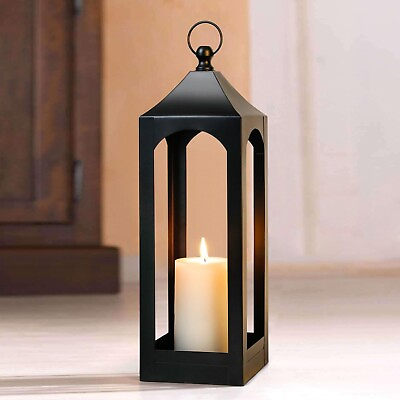 #ad Modern Farmhouse Lantern Decor Black Metal Decorative Hanging Candle Lantern... $87.00