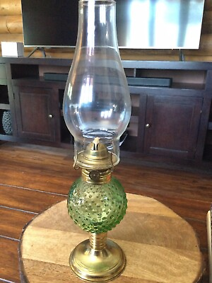 #ad #ad Vintage Green Hobnail and Brass Oil Lantern 15” Tall $35.00