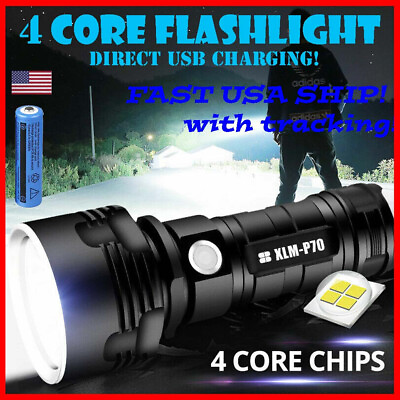 #ad Rechargeable Super Bright USB Flashlight LED Military Tactical Police Torch $11.99