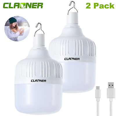 #ad 2x Camping Light Lantern LED USB Rechargeable Outdoor Tent Lamp Night Light Bulb $10.99