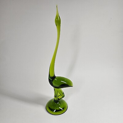 #ad Viking Glass Long Neck Bird Vintage MCM 11quot; Tall $89.99