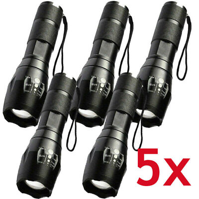 #ad 1 2 3 4 5 Pack Tactical LED Flashlight High Powered 5 Mode Zoomable Zoom AAA $29.44