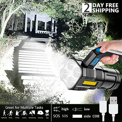 #ad Brightest 9900000LM Powerful LED Torch Rechargeable Camping Military Flashlight $8.78