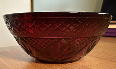 #ad Antique Ruby Red Depression Glass Bowl by Cristal D’Arques 5 1 2” $14.99