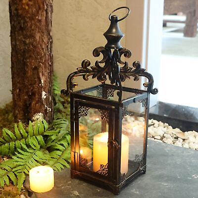 #ad Candle Lantern Decorative Indoor amp; Outdoor Large Vintage Metal Hanging Table... $28.04