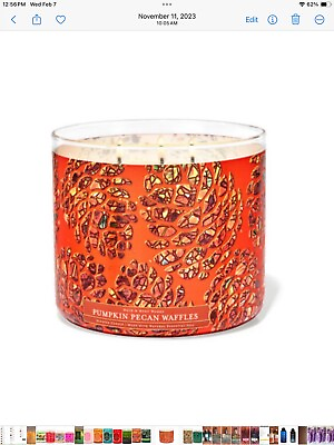 #ad Bath amp; Body Works PUMPKIN PECAN WAFFLES 3 WICK Scented Candle White $17.50