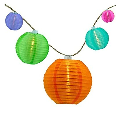 #ad Waterproof Lantern String Lights 10 Count Nylon Lantern on 8.7#x27; Multicolor $28.03