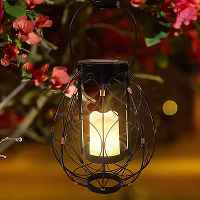 #ad Solar Lantern Outdoor Hanging Lights LED Flameless Candle Solar Lanterns Outdoo $41.99