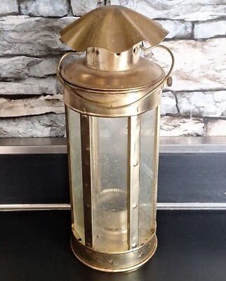 #ad Vintage Gold And Glass Candle Lantern $18.50