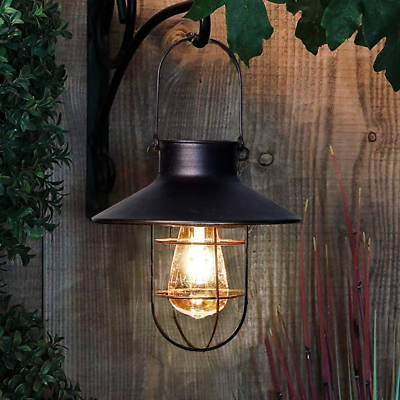 #ad Solar Lantern Outdoor Hanging Light Waterproof Vintage Metal Solar Lantern Ligh $33.99