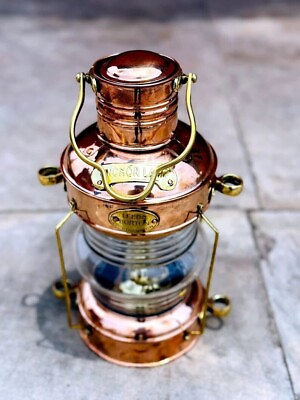#ad Ship Lamp Copper Brass Oil Lantern Nautical Maritime Collectible Home Decorative $93.09