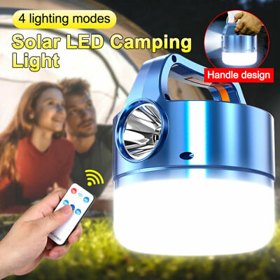 #ad Remote Control Solar LED Camping Lantern USB Rechargeable Light Bulb Tent Light $15.99