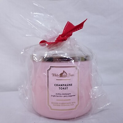 #ad Champagne Toast 3 Wick Scented Candle White Barn Bath And Body Works Pink 14.5oz $24.99