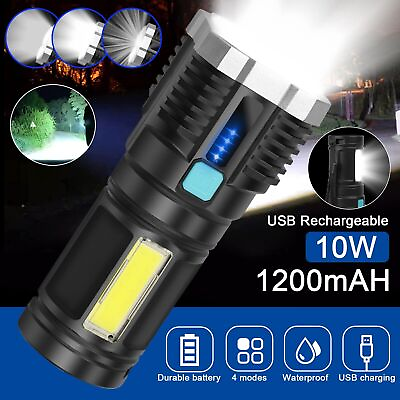 #ad Super Bright LED Torch Tactical Flashlight Lantern Lamp Light USB Rechargeable $9.99