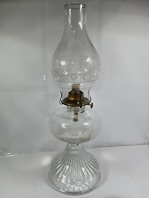 #ad Antique VTG Glass Oil Lantern Lamp Pamp;A MFG CO Acorn Eagle Burner Laurel Wreath $44.99