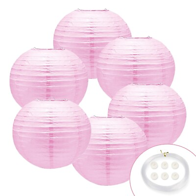#ad 6Pcs Pink Paper Lanterns8Inch Chinese Japanese Paper Lanterns Decorations wi... $31.11