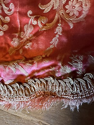 #ad French Pink Red Antique Curtain Valances PAIR AS IS Beautiful $345.00