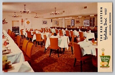 #ad 1960s Holiday Inn West Milwaukee WI Vintage Postcard Red Lantern Restaurant $5.25