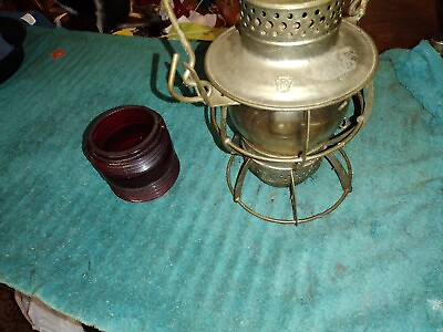 #ad Dressel Arlington NJ Vintage Oil Lantern Pennsylvania Railroad RedClear Glass $260.00