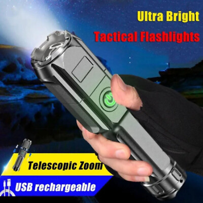 #ad 1000000 Lumens Super Bright LED Tactical Flashlight Rechargeable COB Work Light $8.99